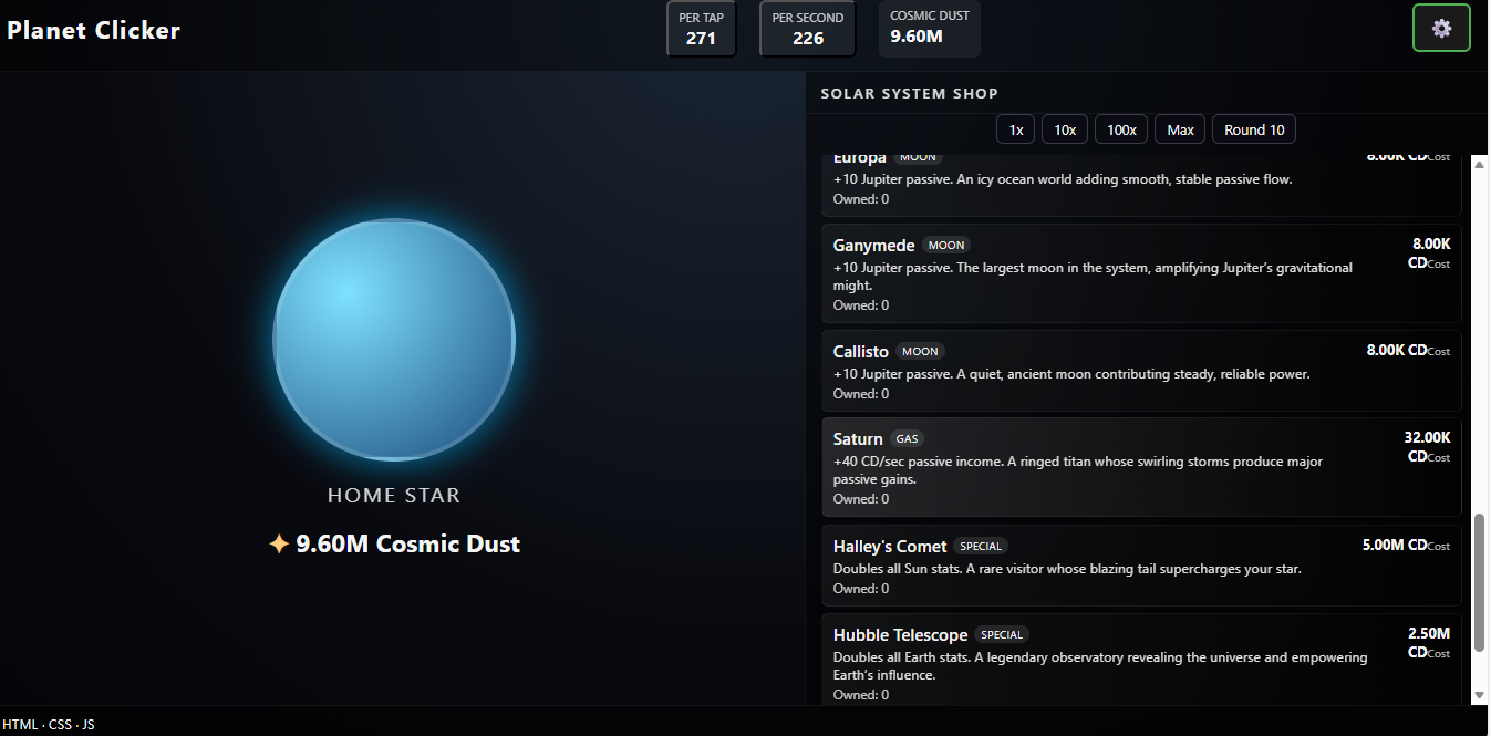 Planet Clicker Screenshot